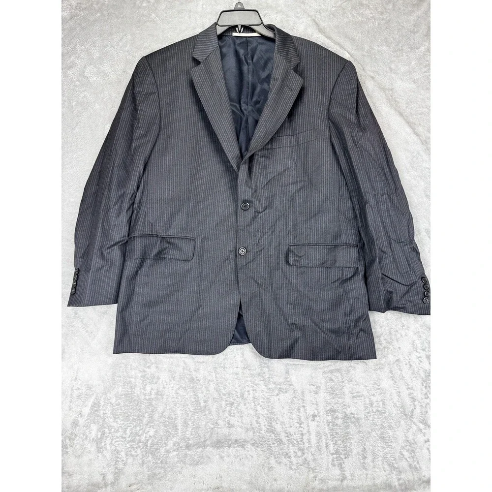 Burberry London Mens Blazer 42S Gray Pinstripe Wool Blend Regular Fit